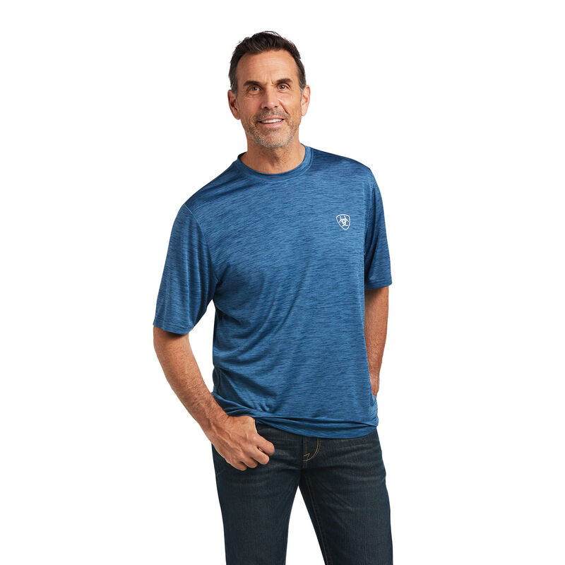 Ariat T-Shirts Herren - Charger Vertical Flag Blau ( UJWTO-7968 )